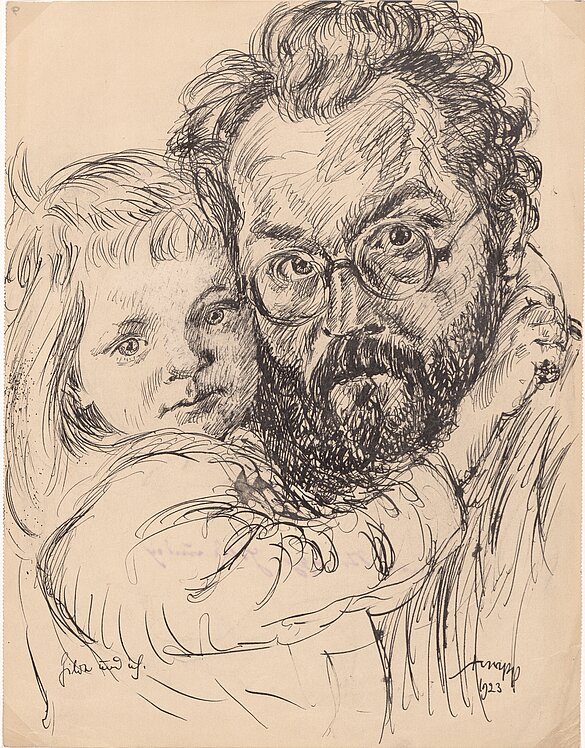 Selbstporträt des Künstlers mit seiner Tochter Hilde (1923)