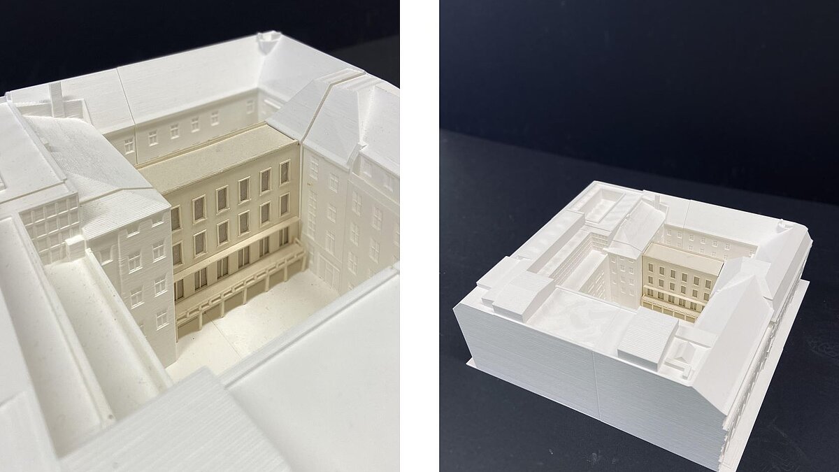 Architekturmodell des Aufbaus Wissenschaftslounge