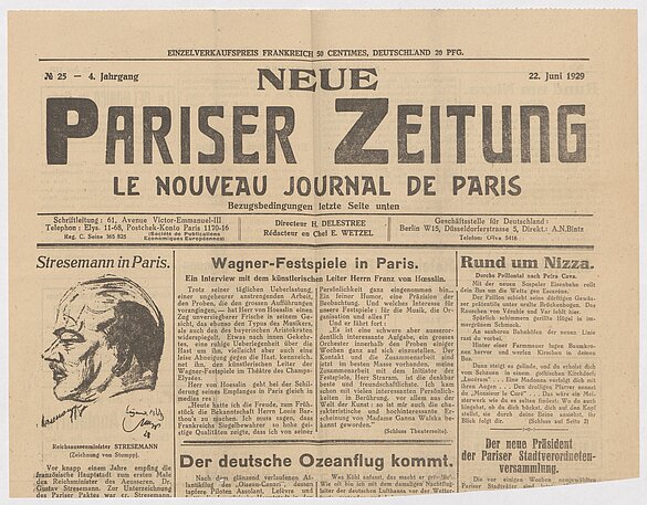 Artikel aus der Neuen Pariser Zeitung, 22. Juni 1929