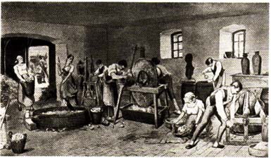 Foto Zuckerrübenverarbeitung in einem Gutsbetrieb um 1810