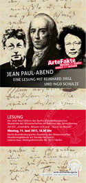 Jean Paul Abend: Eine Lesung mit Reinhard Jirgl und Ingo Schulze 