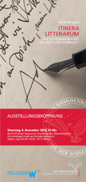 Ruth Tesmar: Itinera Litterarum. Auf Schreibwegen mit Wilhelm von Humboldt Ruth Tesmar: Itinera Litterarum. Auf Schreibwegen mit Wilhelm von Humboldt